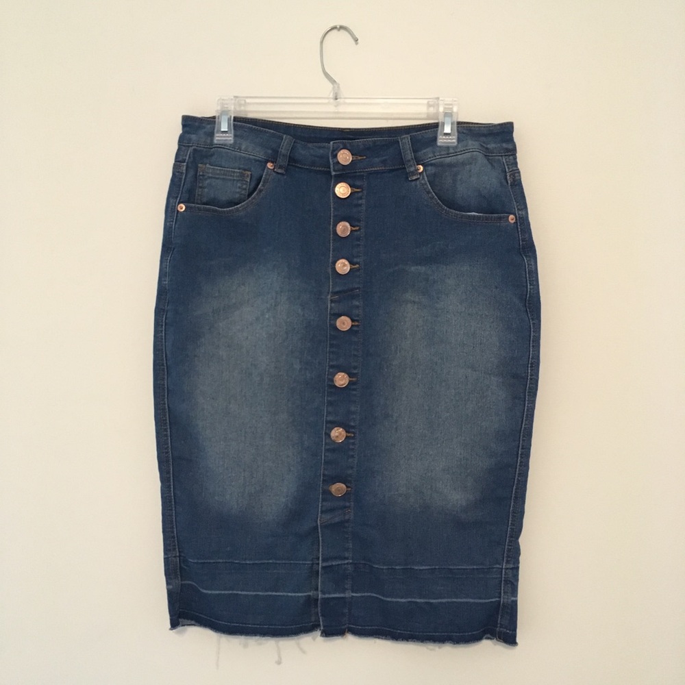 Be-Girl Button-Front Denim Skirt